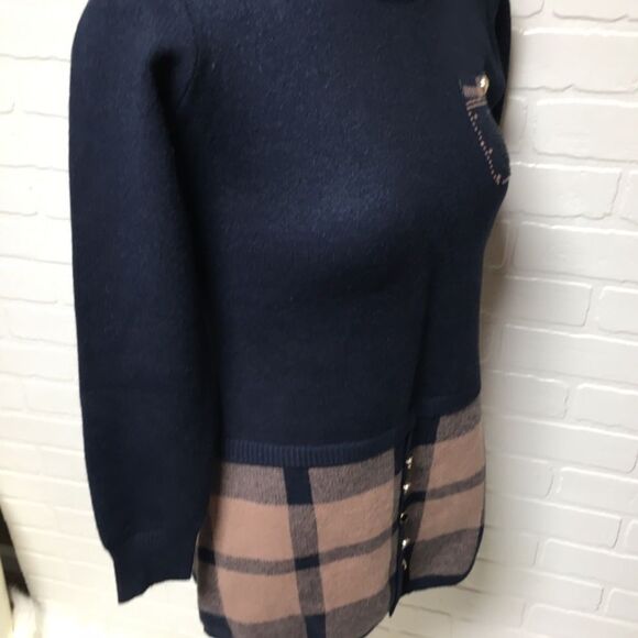 NWT FINCATI Navy Plaid Sweater Dress size Large - Picture 6 of 16